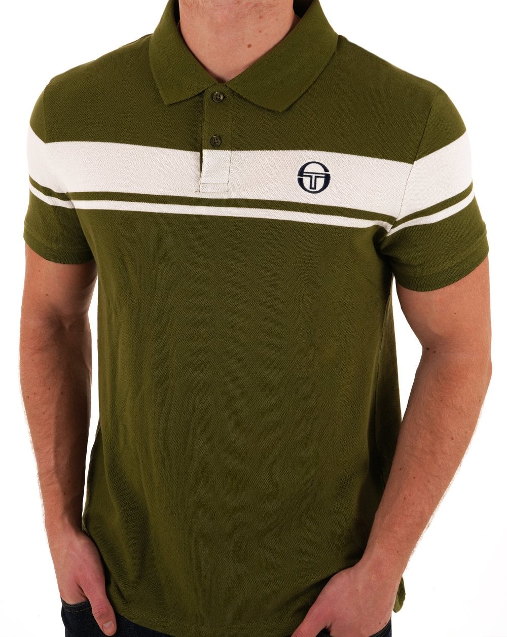 Sergio Tacchini Young Line Polo Shirt Khaki / Gardenia - Image 3