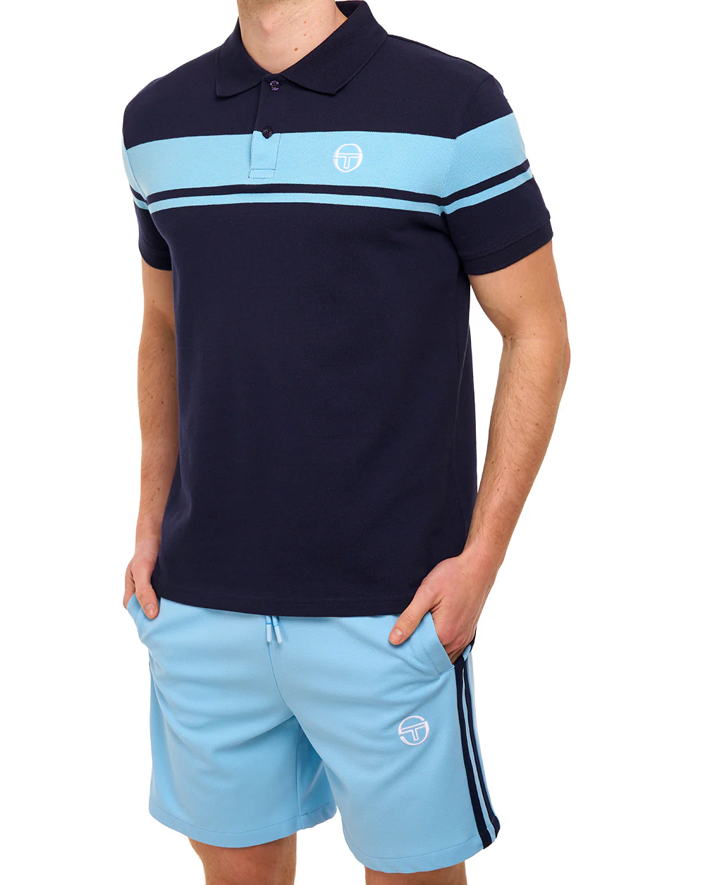 Sergio Tacchini Young Line Polo Shirt Navy Blue/Baltic Sea - Image 2