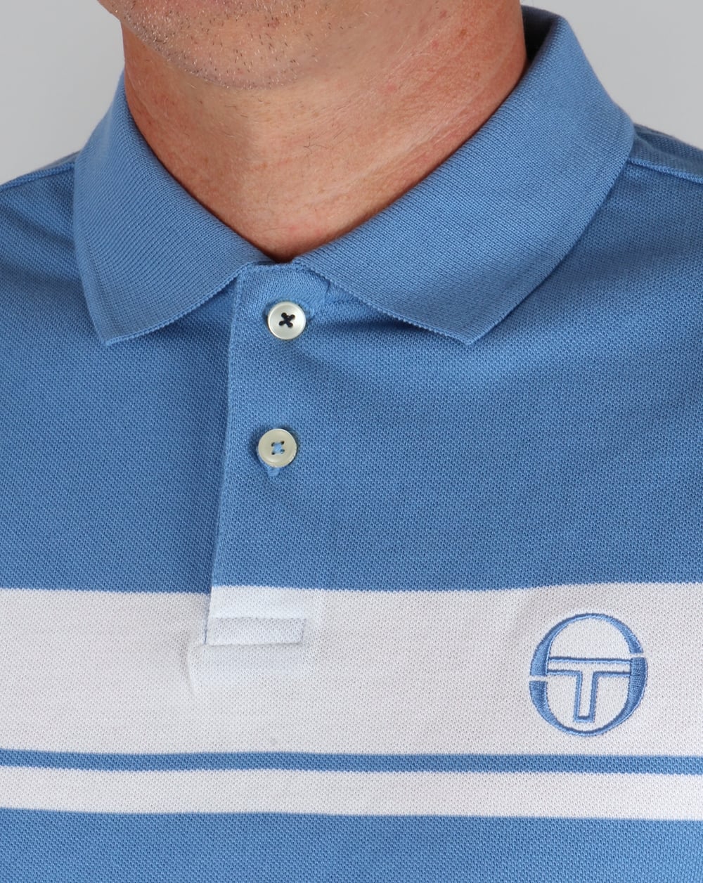 Sergio Tacchini Young Line Polo Shirt Sky Blue/White - Image 2