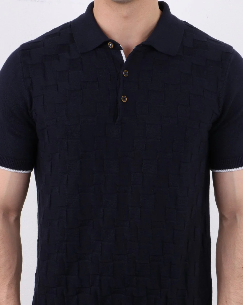 Textured Knit Polo Navy - Image 4