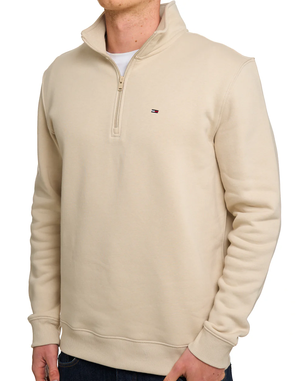 Tommy Jeans 1/4 Zip Neck Sweat Sand - Image 2
