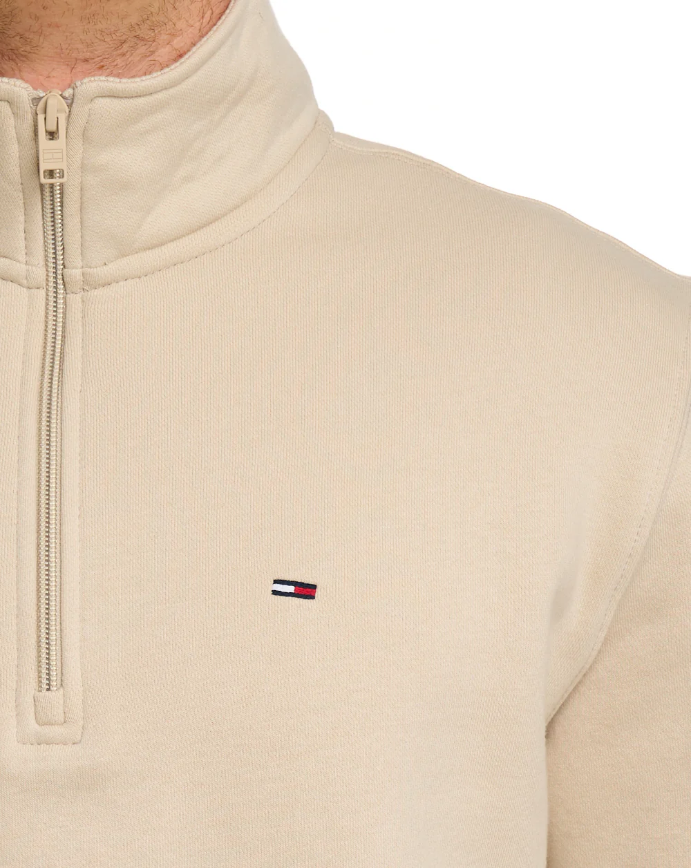 Tommy Jeans 1/4 Zip Neck Sweat Sand - Image 3