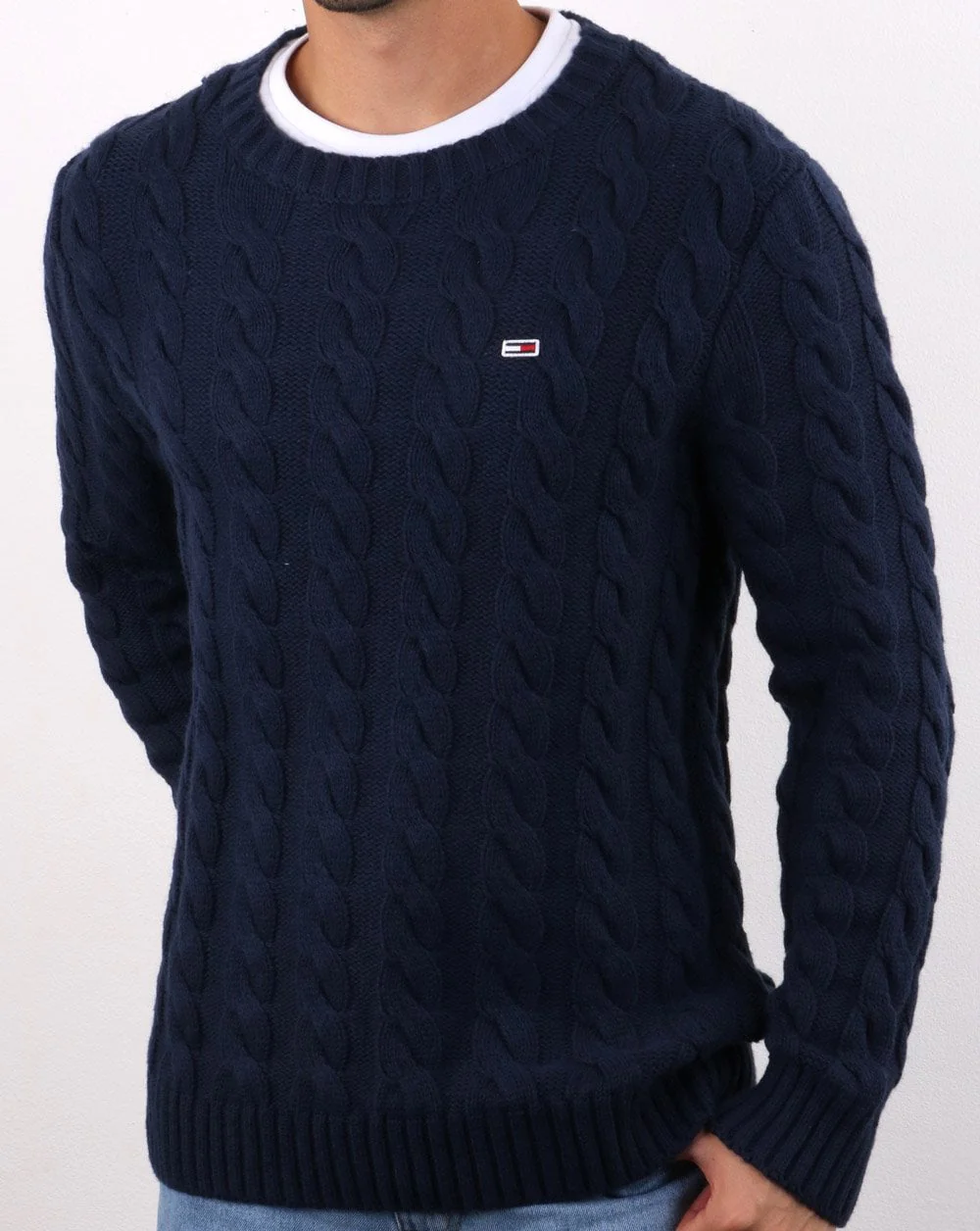 Tommy Hilfiger Cable Knit Jumper Navy - Image 3