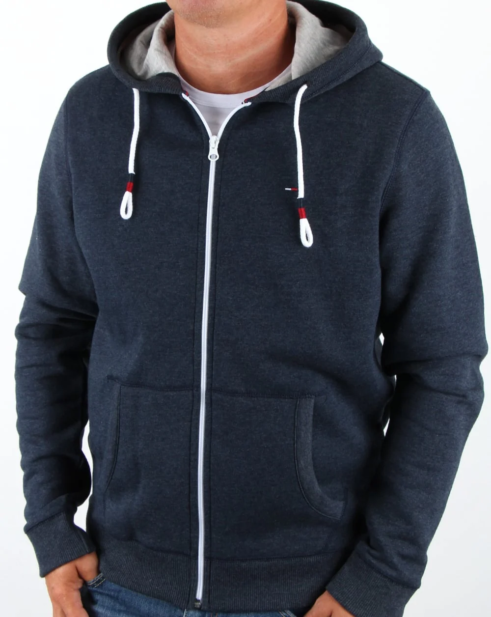 Tommy Hilfiger Cotton Fleece Hoody Navy - Image 3