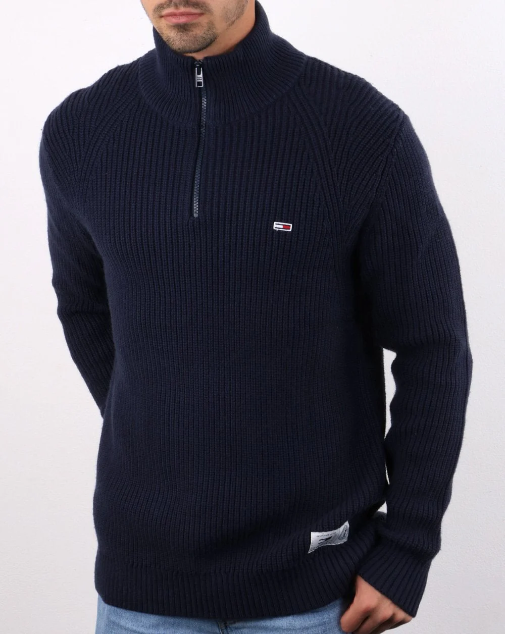 Tommy Hilfiger Quarter Zip Jumper Navy - Image 3