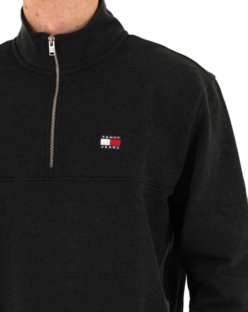 Tommy Jeans Badge 1/4 Zip Sweater Black - Image 2
