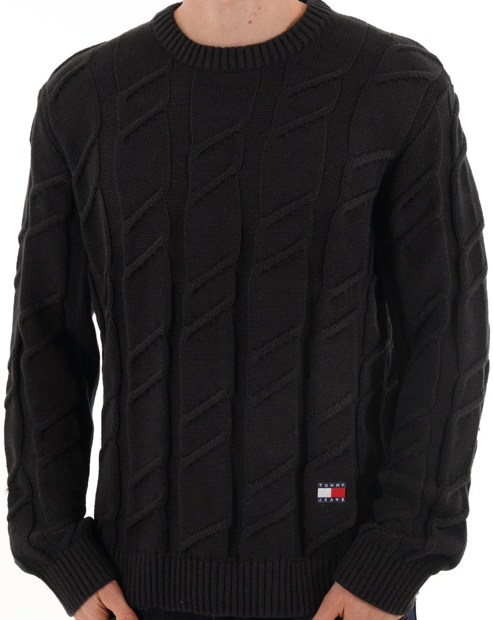 Tommy Jeans Chunky Cable Knit Jumper Black - Image 3