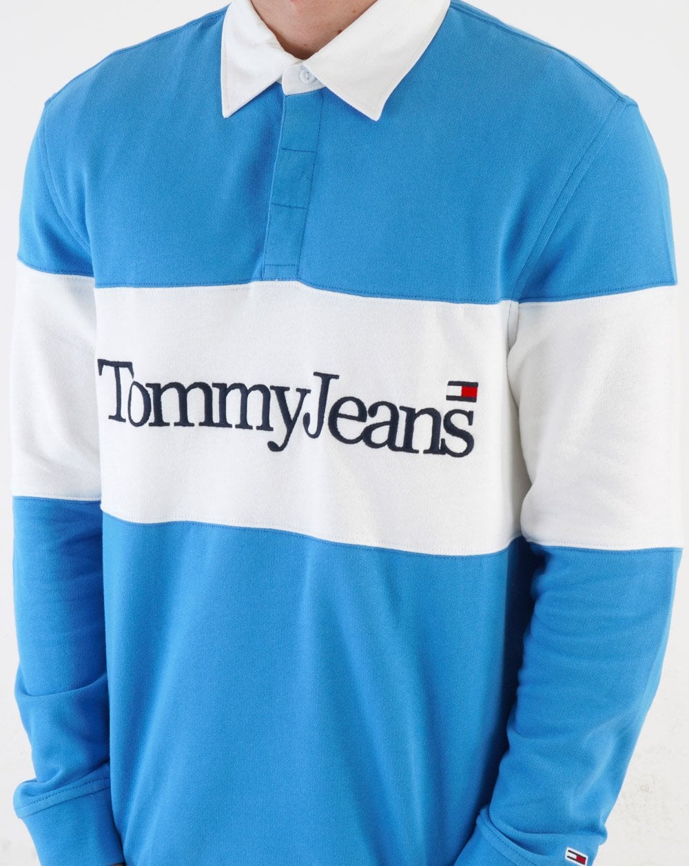 Tommy Jeans Colour Block Rugby Shirt Blue - Image 3