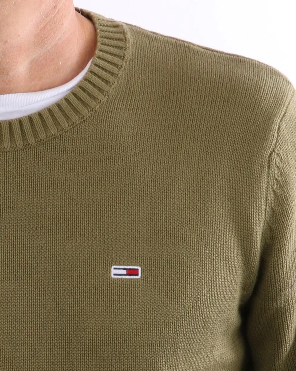 Tommy Jeans Crew Neck Knit Jumper Olive - Image 2
