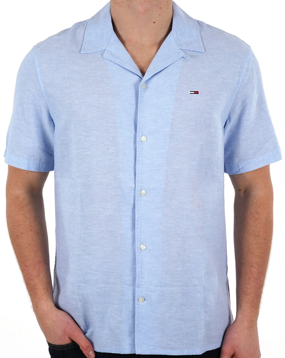 Tommy Jeans Linen SS Shirt Blue - Image 2