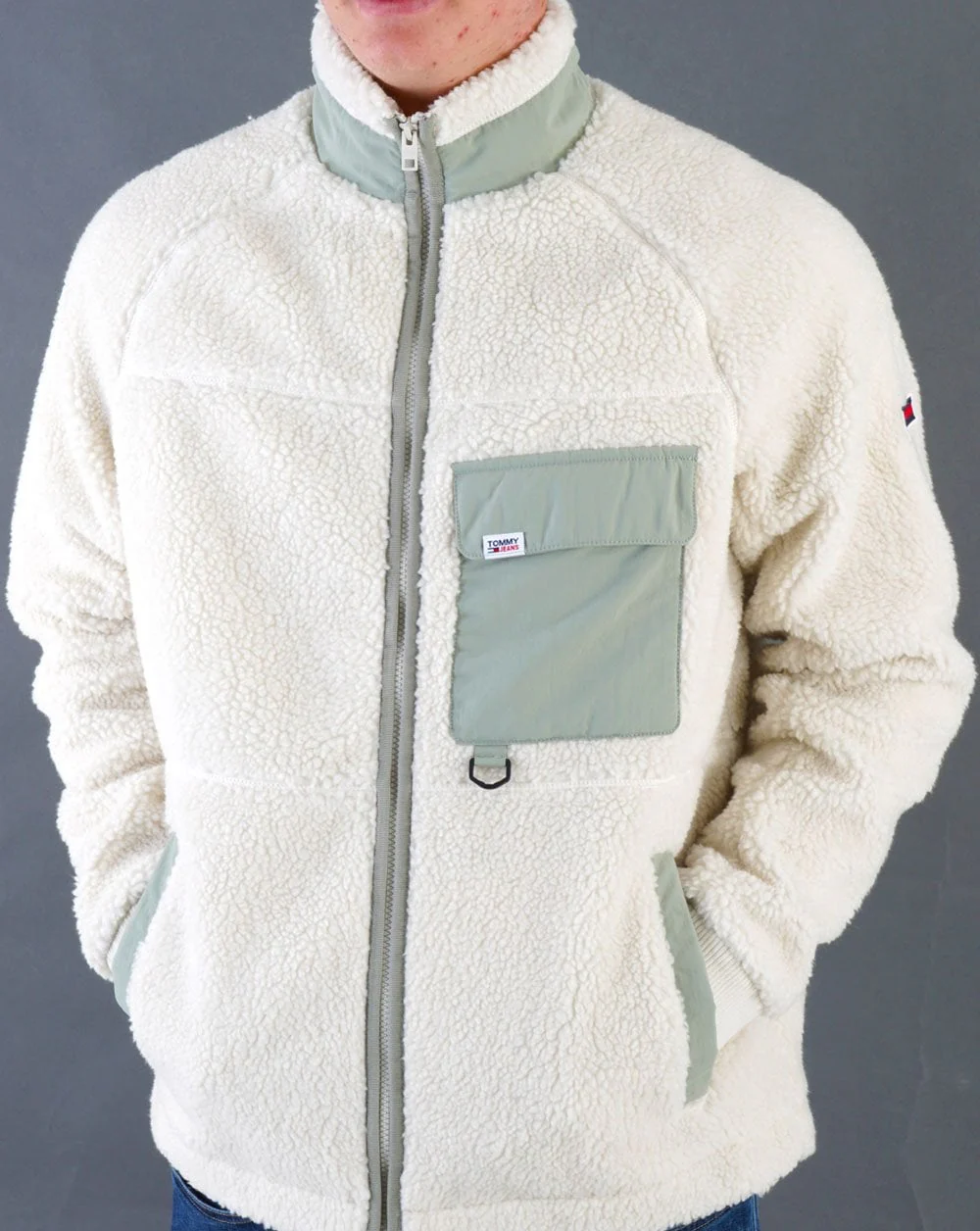 Tommy Jeans Sherpa Fleece Jacket Ancient White - Image 4