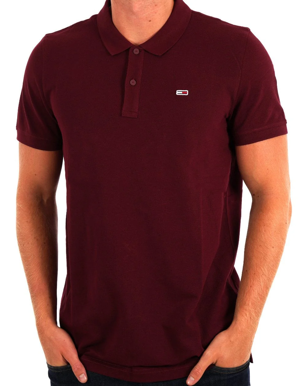 Tommy Jeans Slim Placket Polo Deep Rouge
