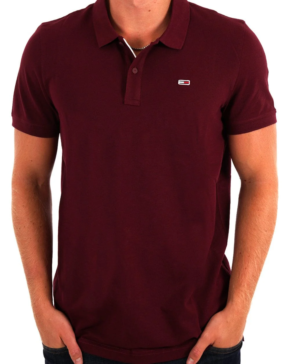 Tommy Jeans Slim Placket Polo Deep Rouge - Image 2