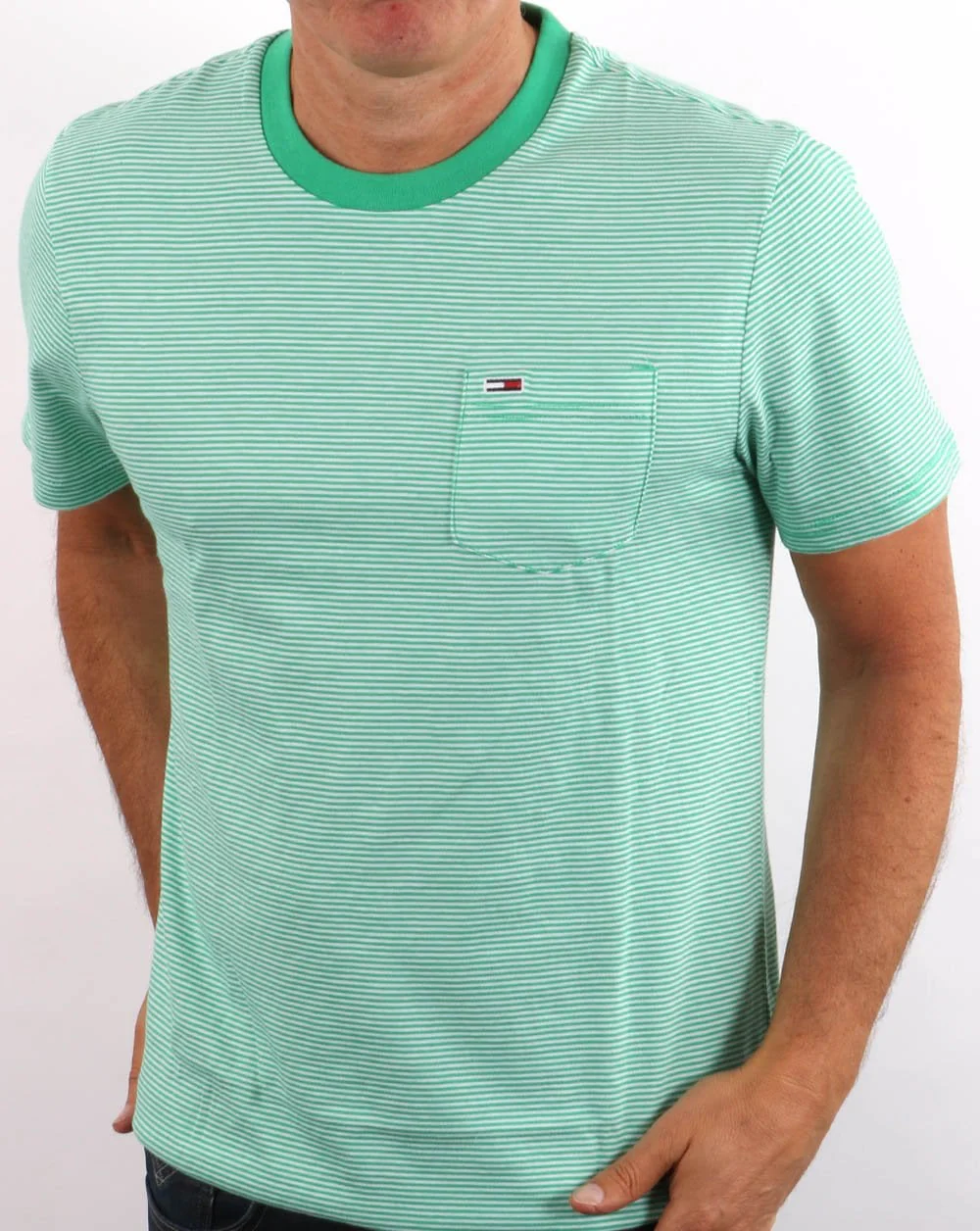 Tommy Jeans Stripe Pocket T-shirt Green/White - Image 2
