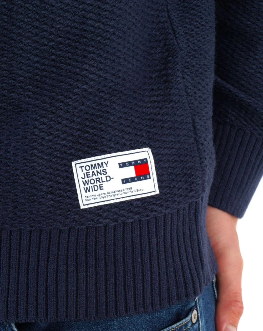 Tommy Jeans Textured Knit Jumper Navy - Image 3