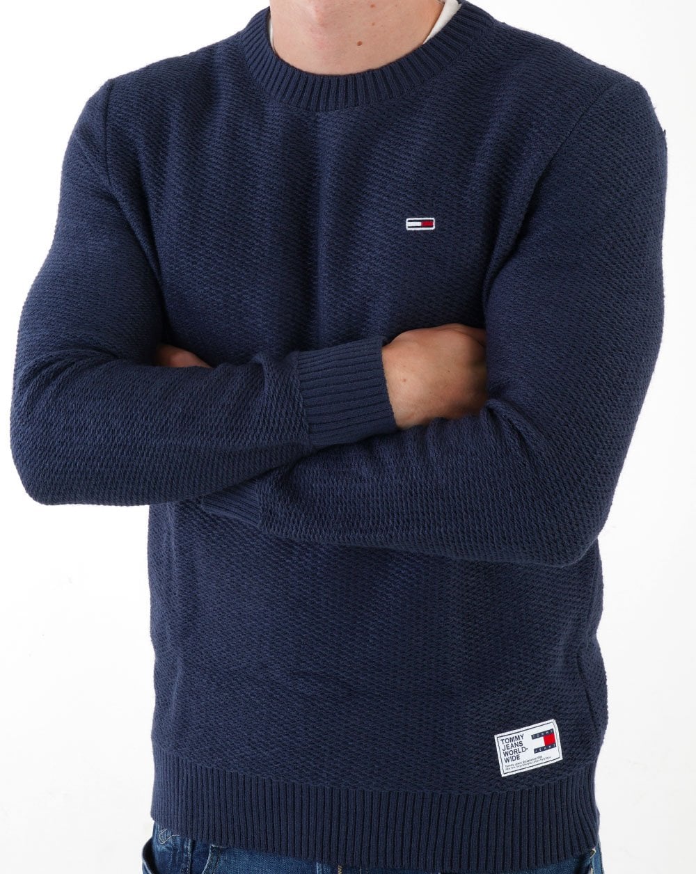 Tommy Jeans Textured Knit Jumper Navy - Image 4