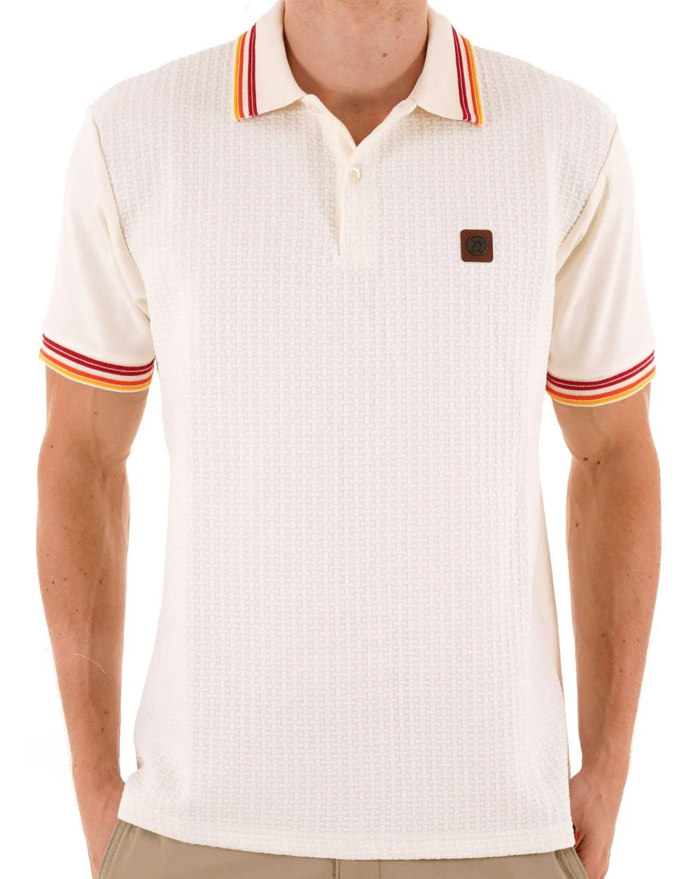 Trojan Basket Weave Polo Ecru - Image 3