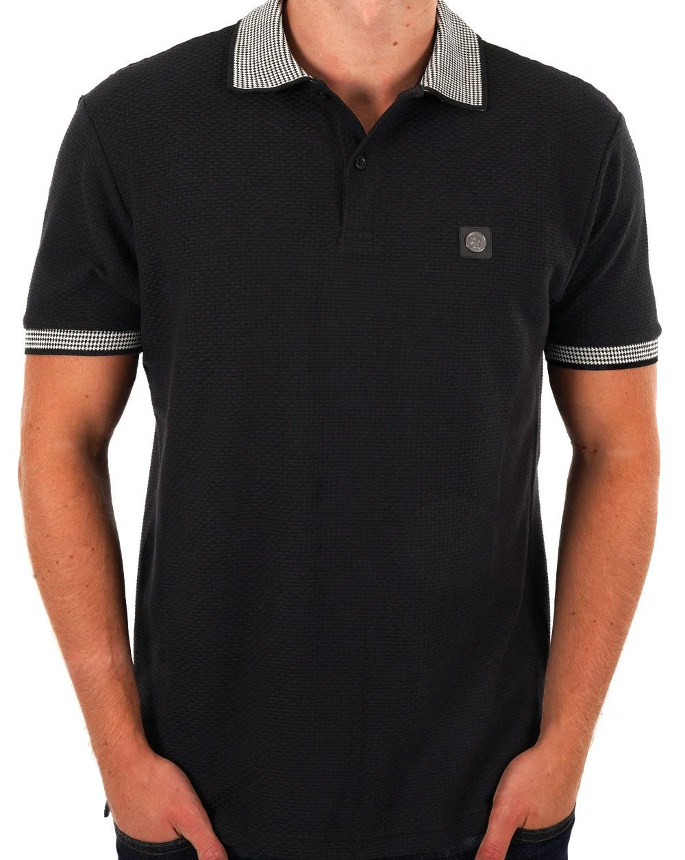 Trojan Contrast Textured Polo Black - Image 2