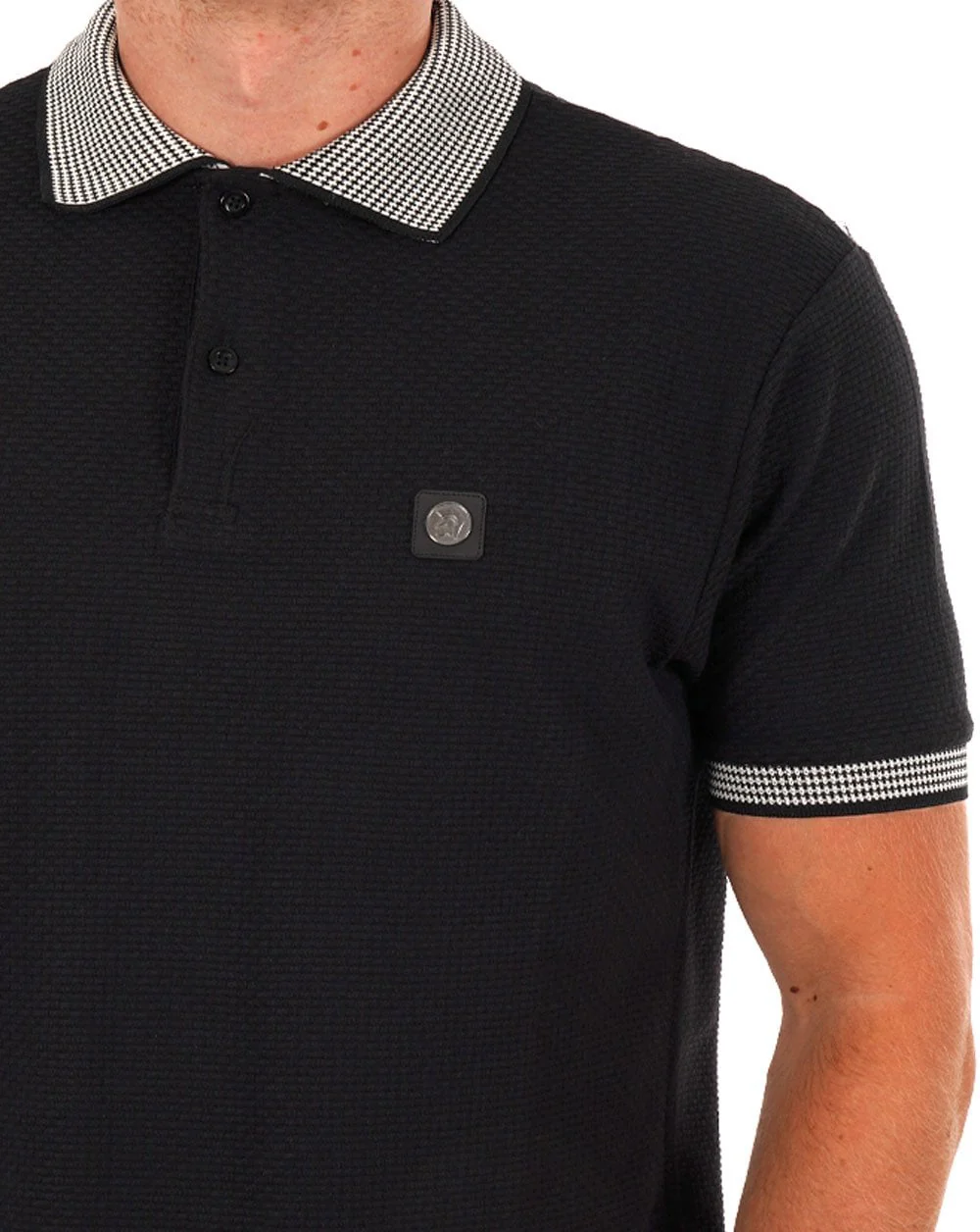 Trojan Contrast Textured Polo Black - Image 3