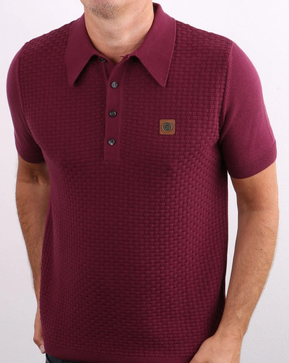 Trojan knitted Polo Shirt Port - Image 4