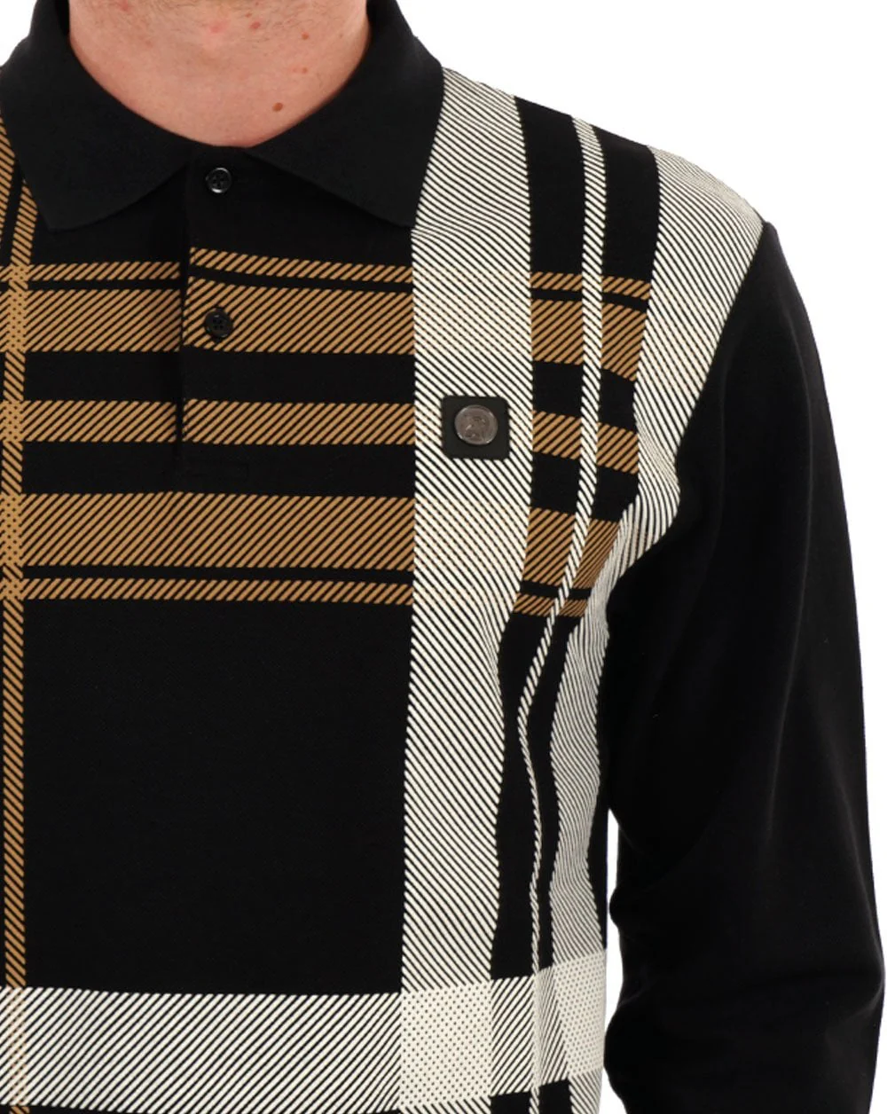 Trojan Oversize Check Panel LS Polo Black - Image 2