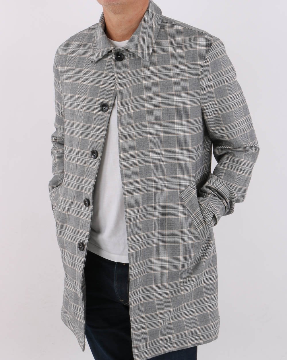 Trojan Prince of Wales Check Mac Grey- Black - Image 4