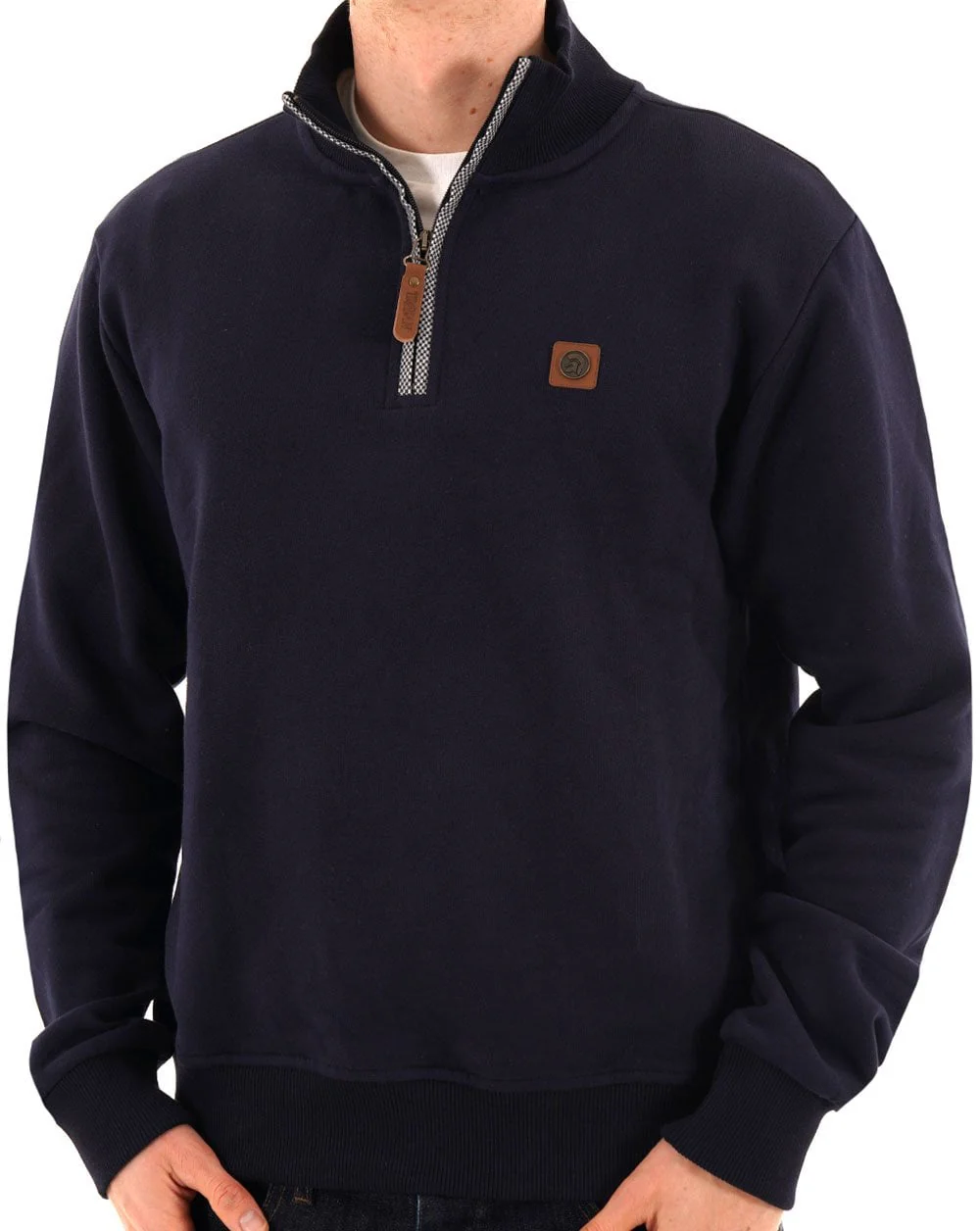 Trojan Quarter Zip Trim Sweat Navy - Image 3
