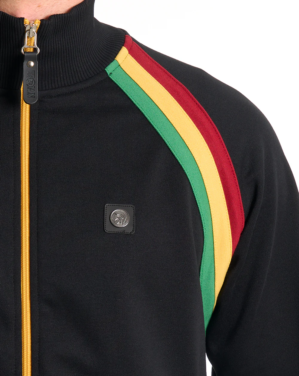 Trojan Raglan Striped Track Top Black - Image 3