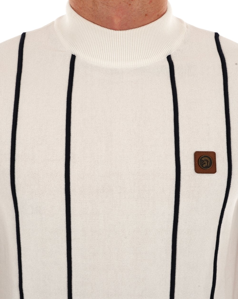 Trojan Raised Stripe Turtle Neck Ecru - Image 2