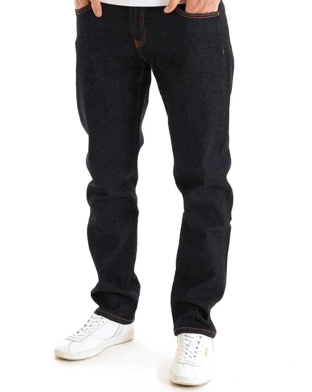 Trojan Signature Orange Stitch Straight Leg Jeans Rinse - Image 2