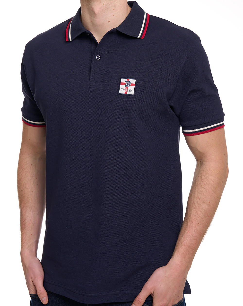 Trojan St George Badge Pique Polo Navy - Image 2