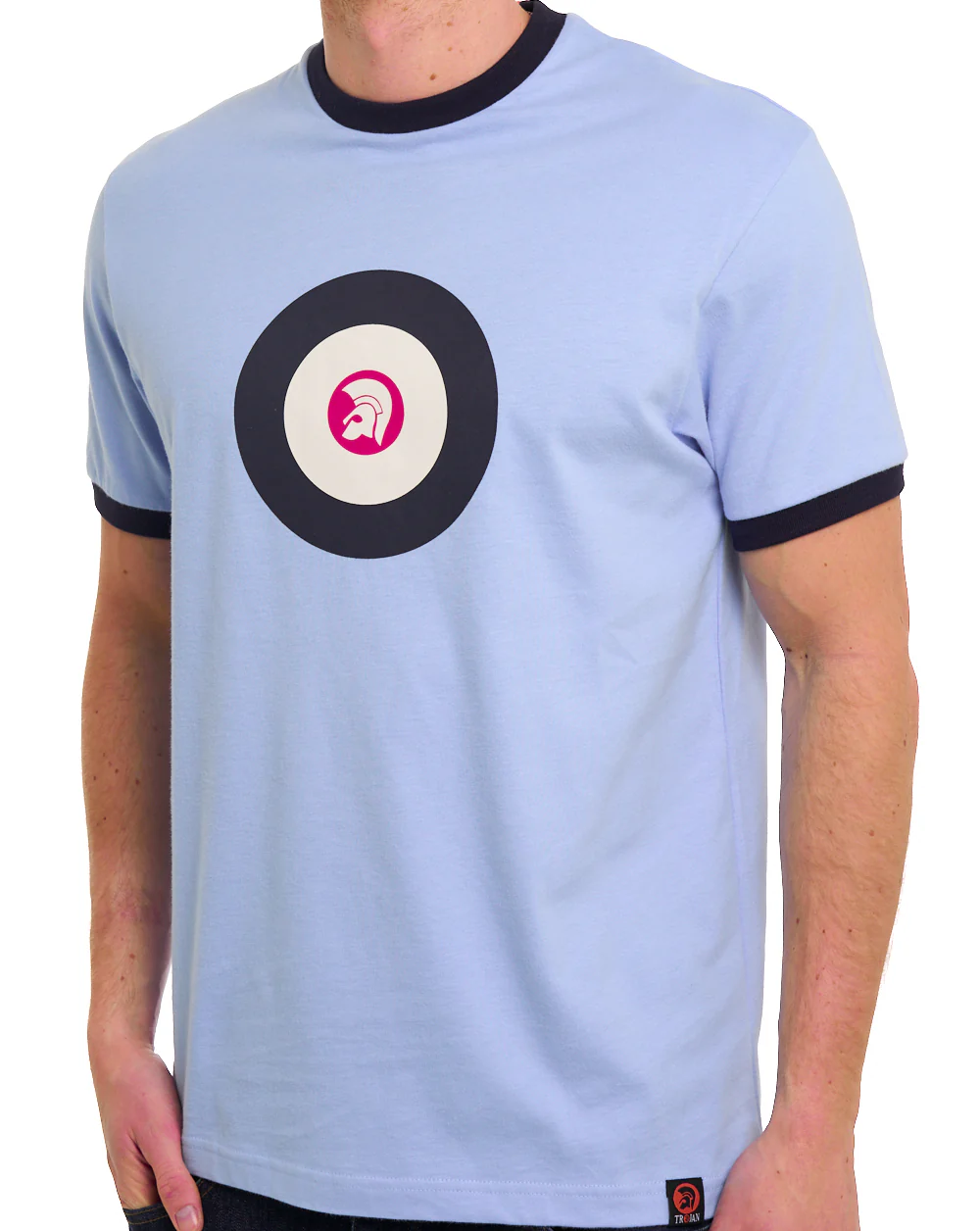Trojan Target Ringer T-Shirt Powder Blue - Image 2
