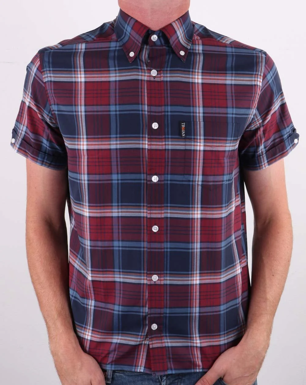 Trojan Tartan Check Shirt Port - Image 3