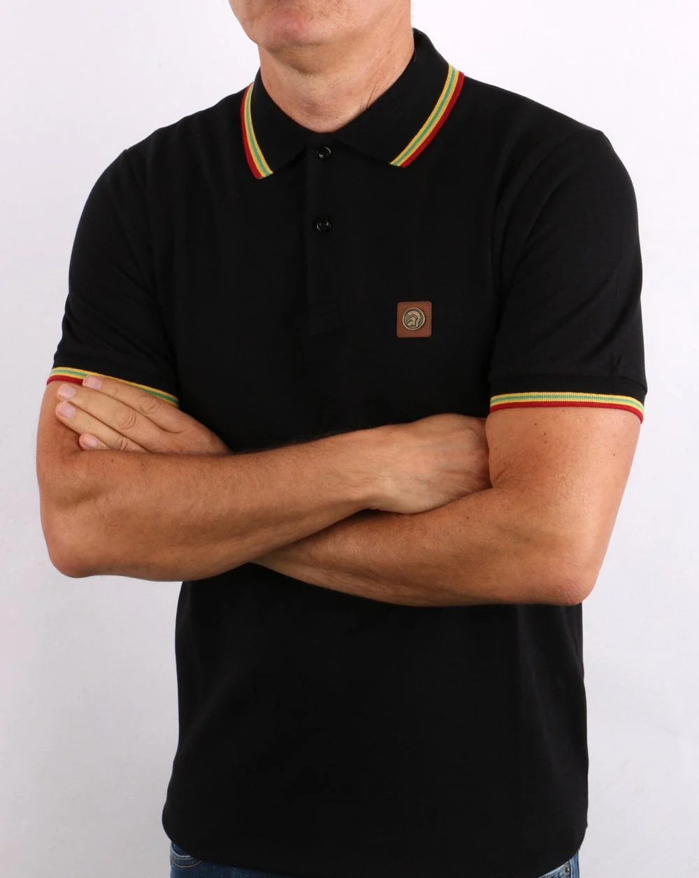Trojan Tipped Pique Polo Shirt Black - Image 3