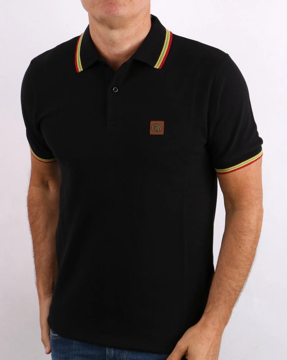 Trojan Tipped Pique Polo Shirt Black - Image 4
