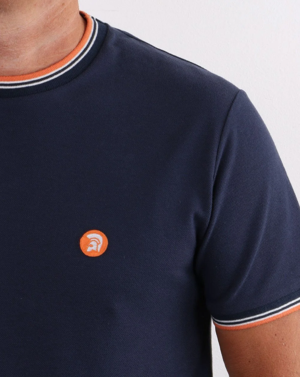 Trojan Tipped Pique T-shirt Navy - Image 2