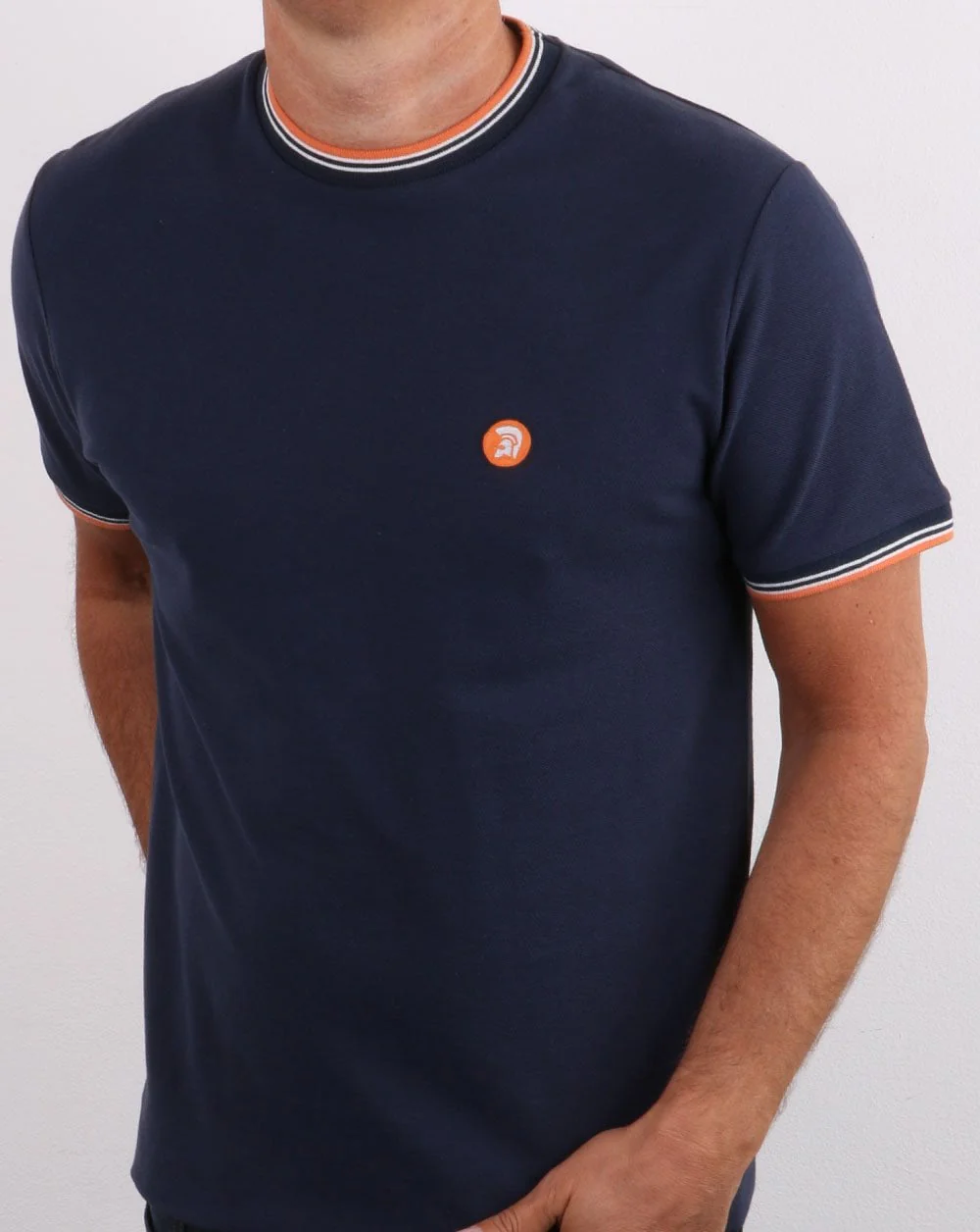 Trojan Tipped Pique T-shirt Navy - Image 3