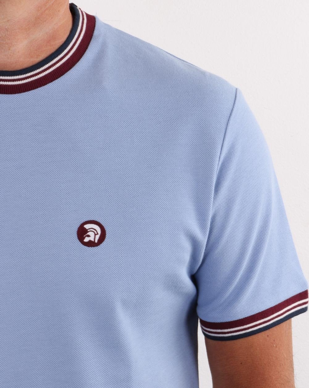 Trojan Tipped Pique T-shirt Sky - Image 2