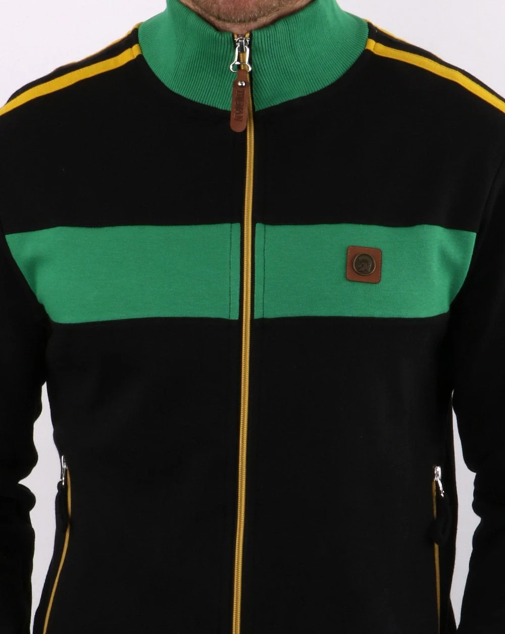 Trojan Twin Stripe Track Top Jamaica - Image 2