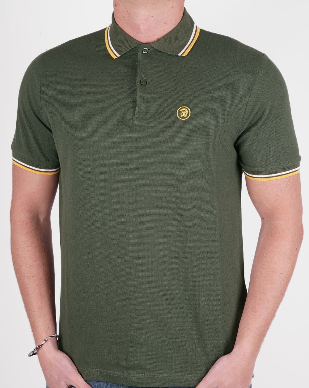 Trojan Twin Tipped Pique Polo Army - Image 3