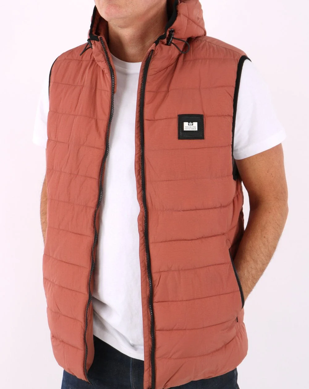 Weekend Offender Berglake Hooded Gilet Terracotta - Image 3