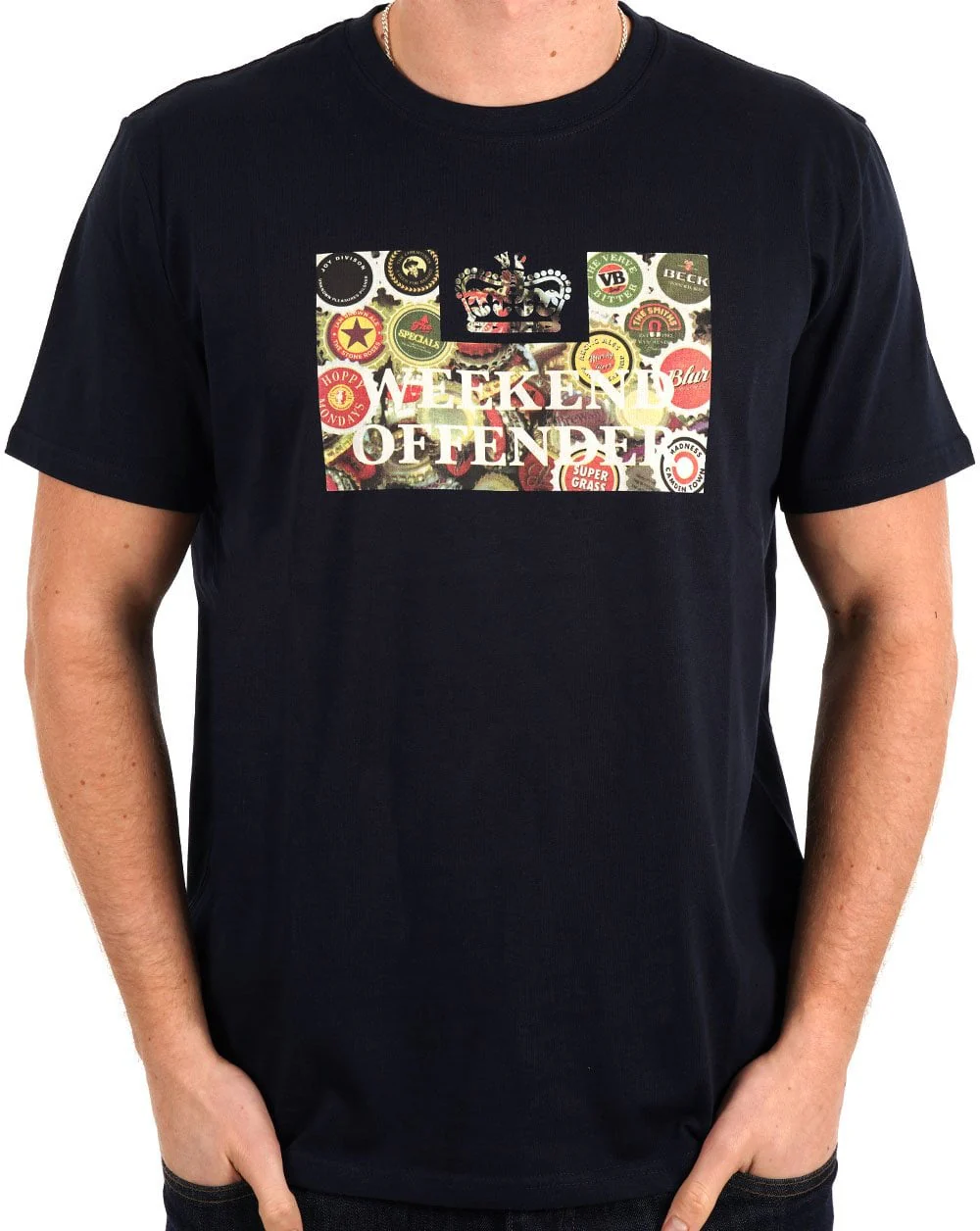 Weekend Offender Caps T Shirt Navy