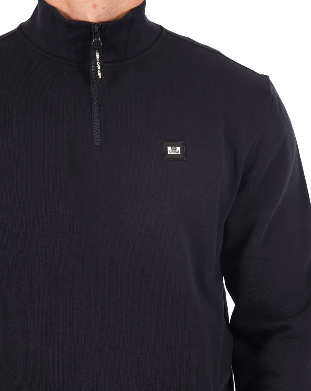 Weekend Offender Farone Quarter Zip Sweatshirt Navy - Image 3