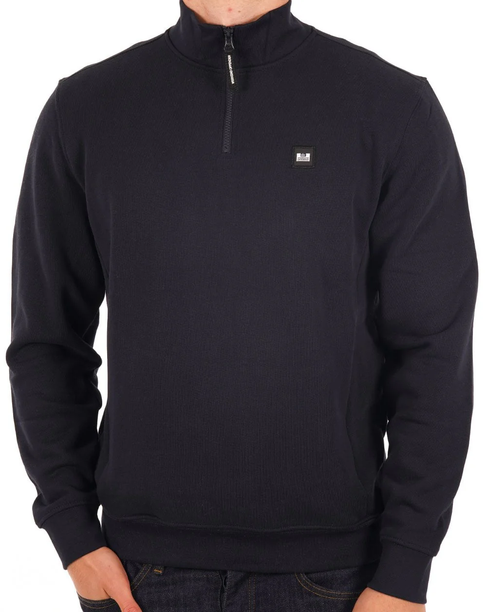 Weekend Offender Farone Quarter Zip Sweatshirt Navy - Image 4
