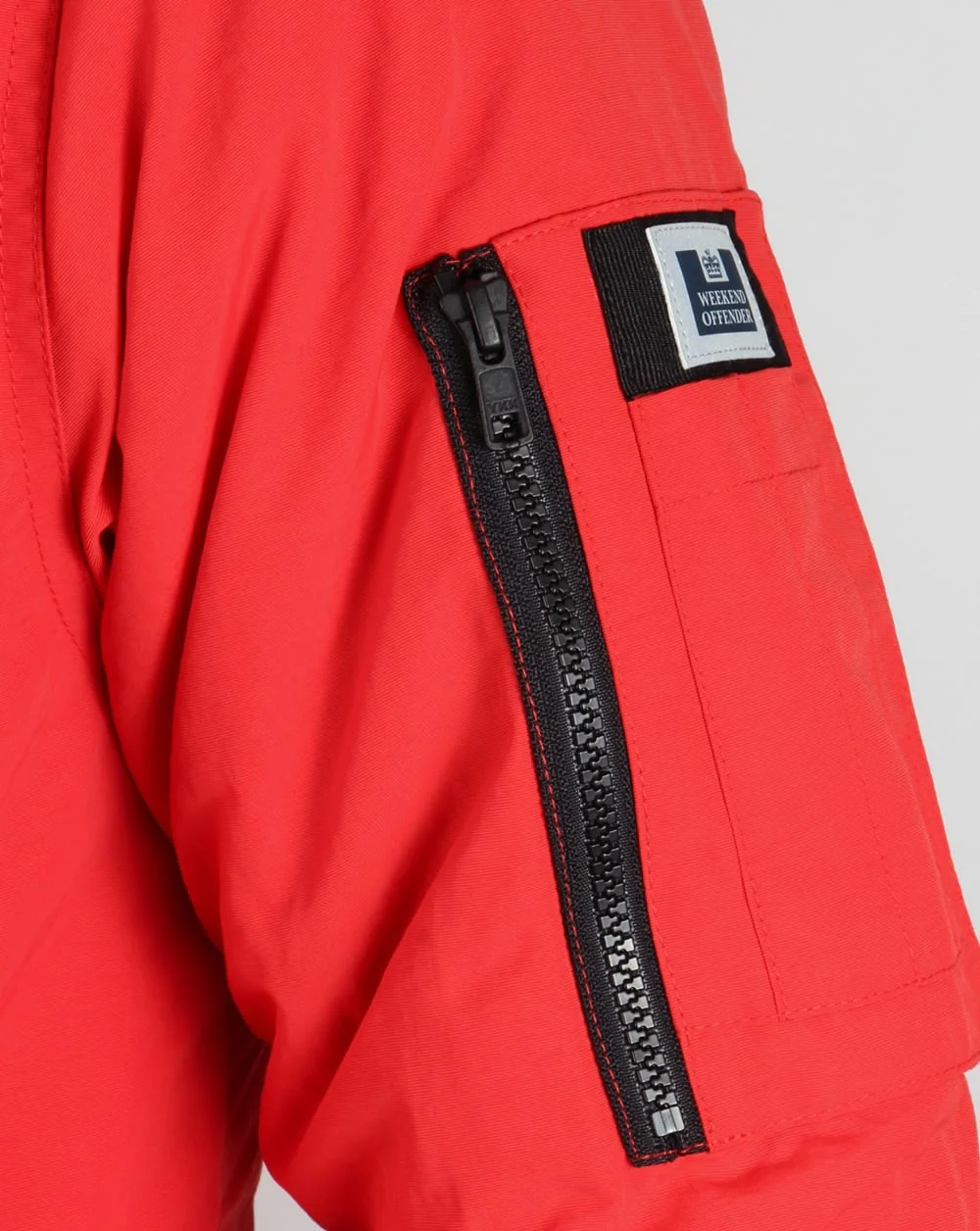 Weekend Offender Fur Bomber Jacket Red - Image 2