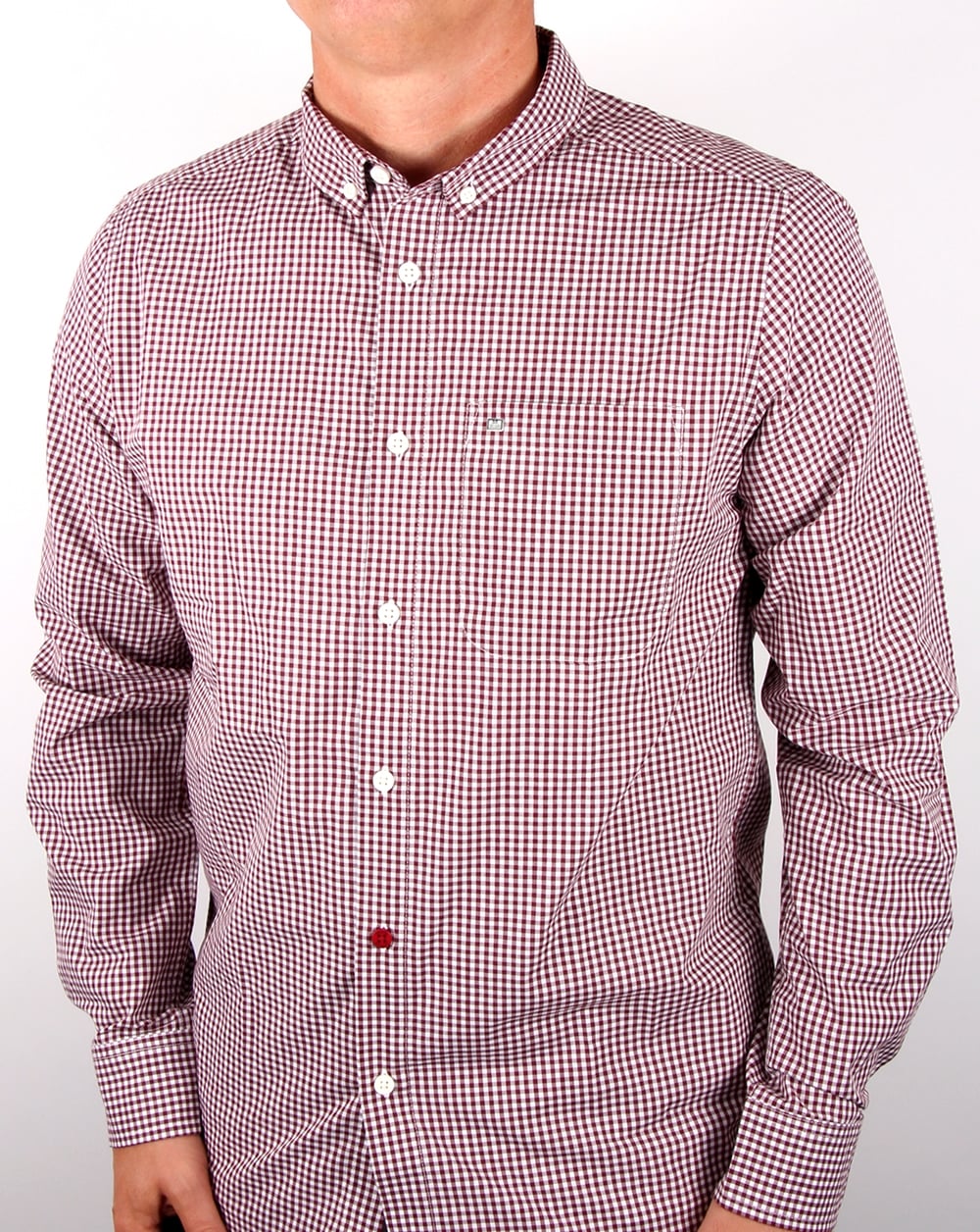 Weekend Offender Hetton Gingham Shirt Malbec/white - Image 3