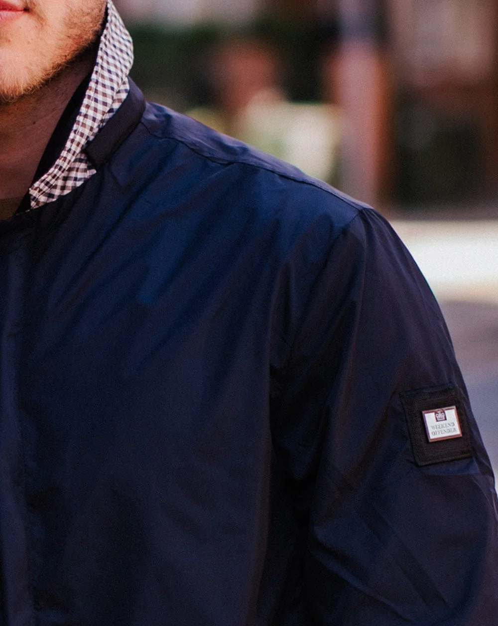 Weekend Offender Hooded Rain Mac Navy - Image 2