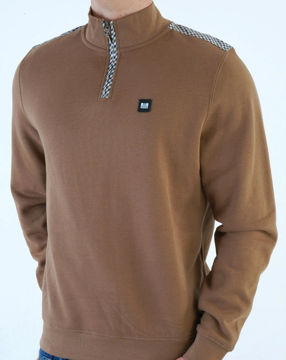 Weekend Offender Miyako 1/4 Zip Sweater Caramel - Image 2