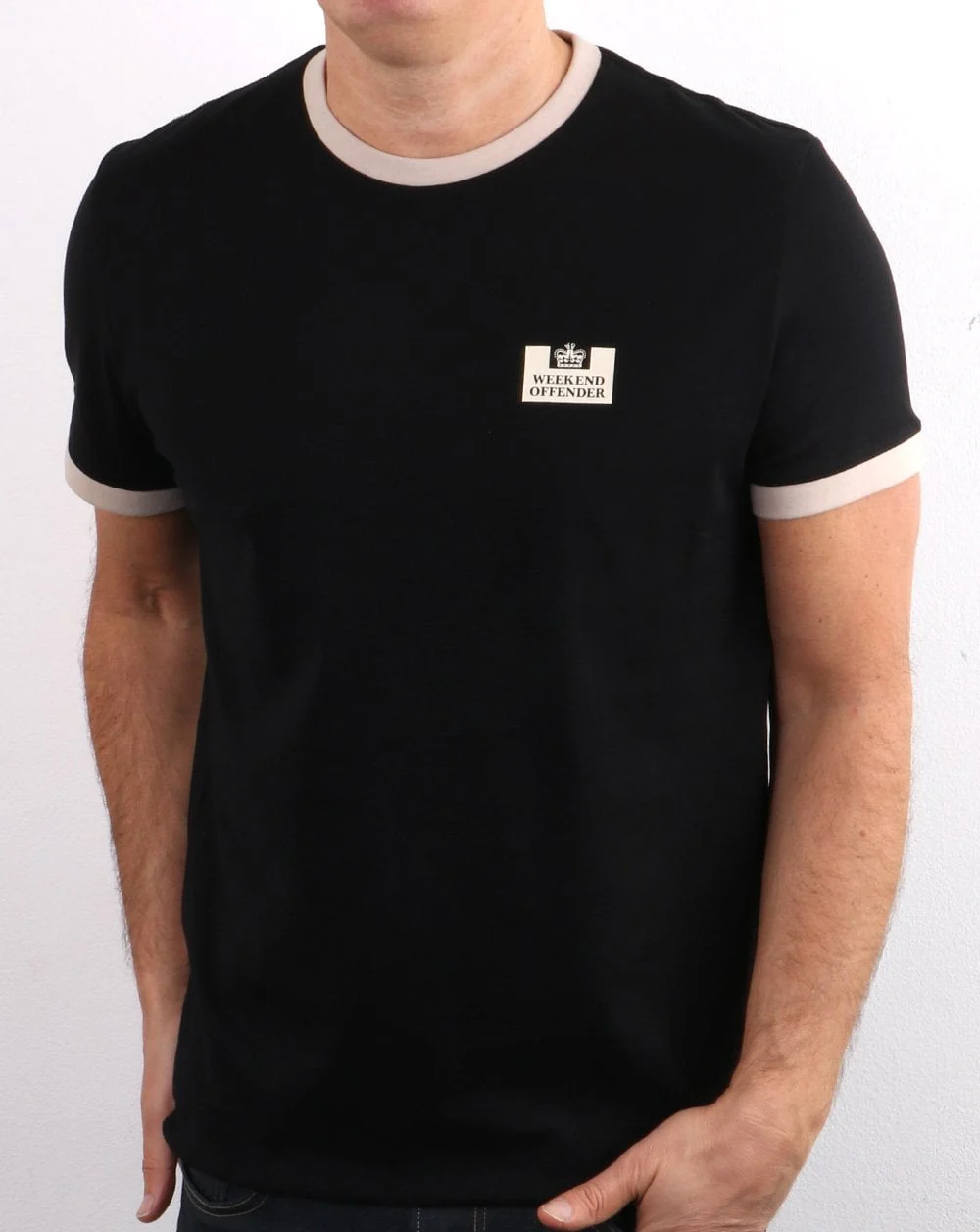 Weekend Offender Ringer Tee Black/stone - Image 3