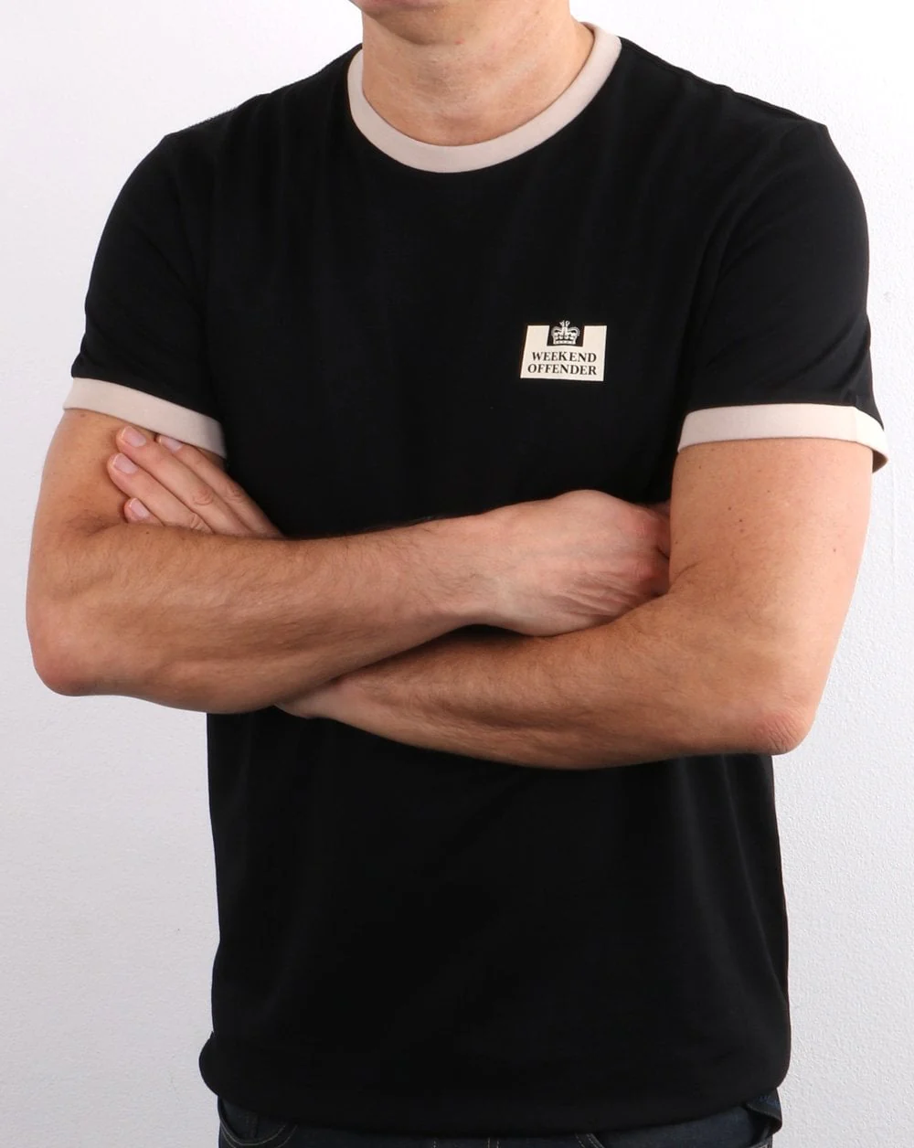 Weekend Offender Ringer Tee Black/stone - Image 4